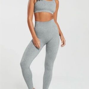 Gymshark Marl Seamless Leggings & Scoop Bra Set - S 🩶🎧